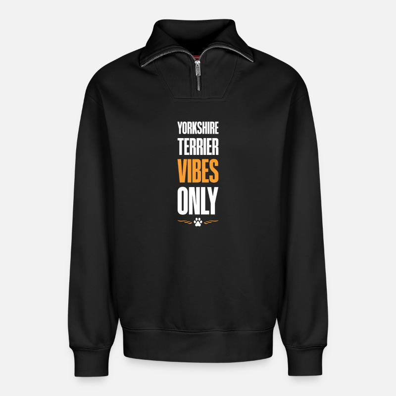 Yorkshire Terrier Vibes Only - Relaxed Unisex Organic Half Zip Sweatshirt – von SPREAD - Schwarz