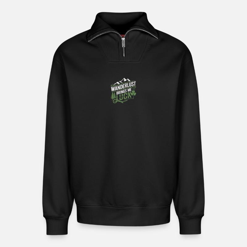 Fernweh bringt mir Glück - Relaxed Unisex Organic Half Zip Sweatshirt – von SPREAD - Schwarz