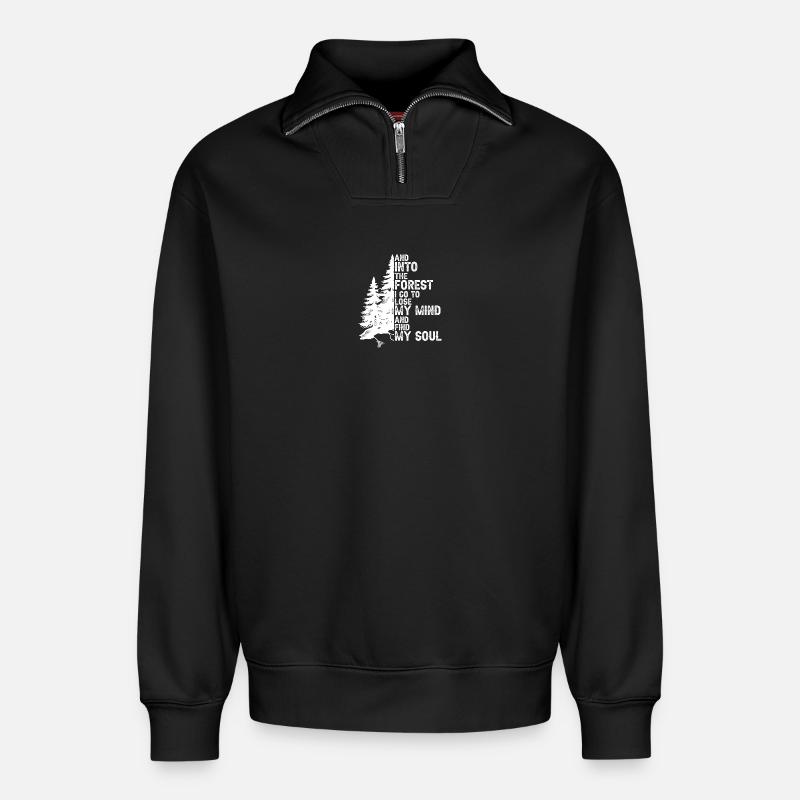 Wald Geist Seele Quest - Relaxed Unisex Organic Half Zip Sweatshirt – von SPREAD - Schwarz