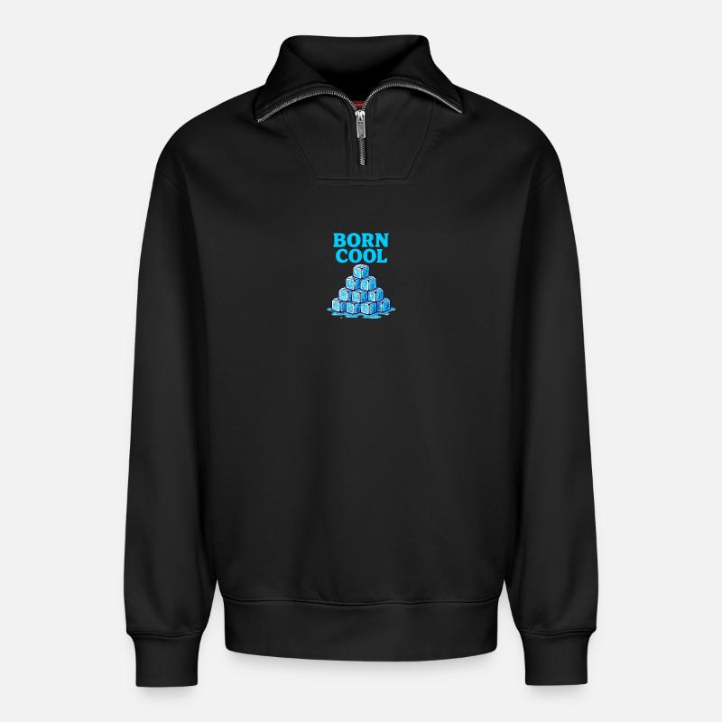 Eisblock Pyramide Blau - Relaxed Unisex Organic Half Zip Sweatshirt – von SPREAD - Schwarz