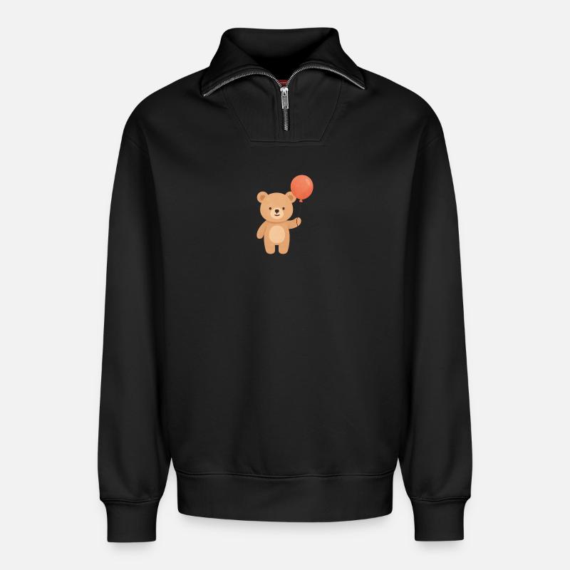 Ballonbär-Laune - Relaxed Unisex Organic Half Zip Sweatshirt – von SPREAD - Schwarz