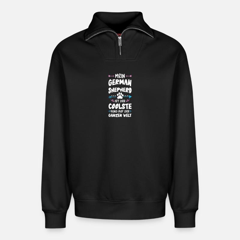 deutscher schäferhund hund spruch - Relaxed Unisex Organic Half Zip Sweatshirt – von SPREAD - Schwarz