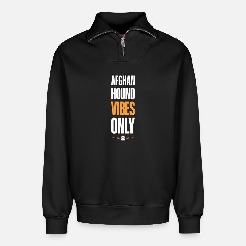 Afghan Hound Vibes Only - Relaxed Unisex Organic Half Zip Sweatshirt – von SPREAD - Schwarz