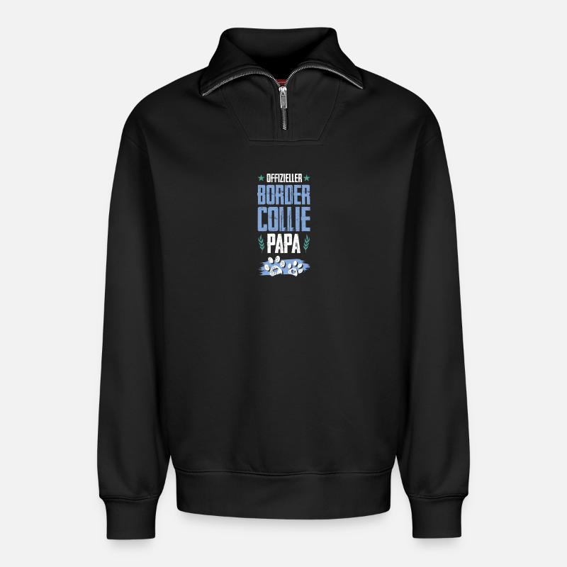 border collie hunde papa - Relaxed Unisex Organic Half Zip Sweatshirt – von SPREAD - Schwarz