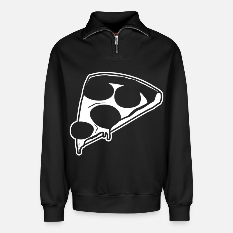 Pizza Zeichnung - Relaxed Unisex Organic Half Zip Sweatshirt – von SPREAD - Schwarz