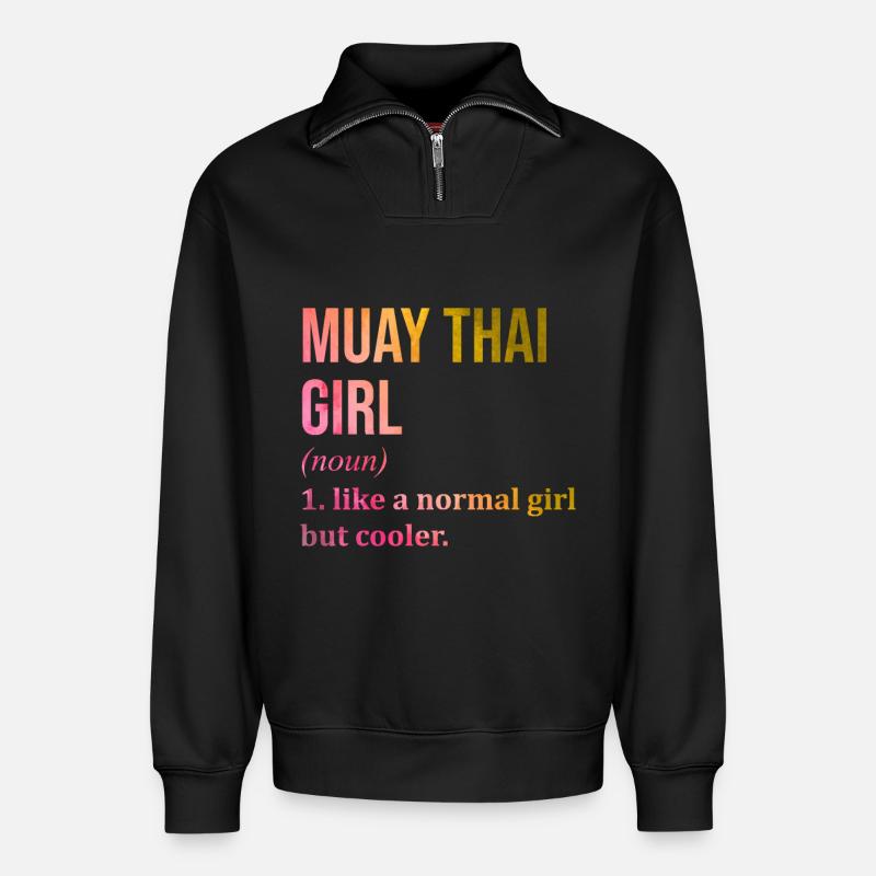 Muay Thai - Relaxed Unisex Organic Half Zip Sweatshirt – von SPREAD - Schwarz