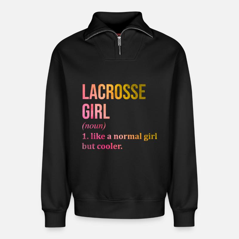 Lacrosse - Relaxed Unisex Organic Half Zip Sweatshirt – von SPREAD - Schwarz