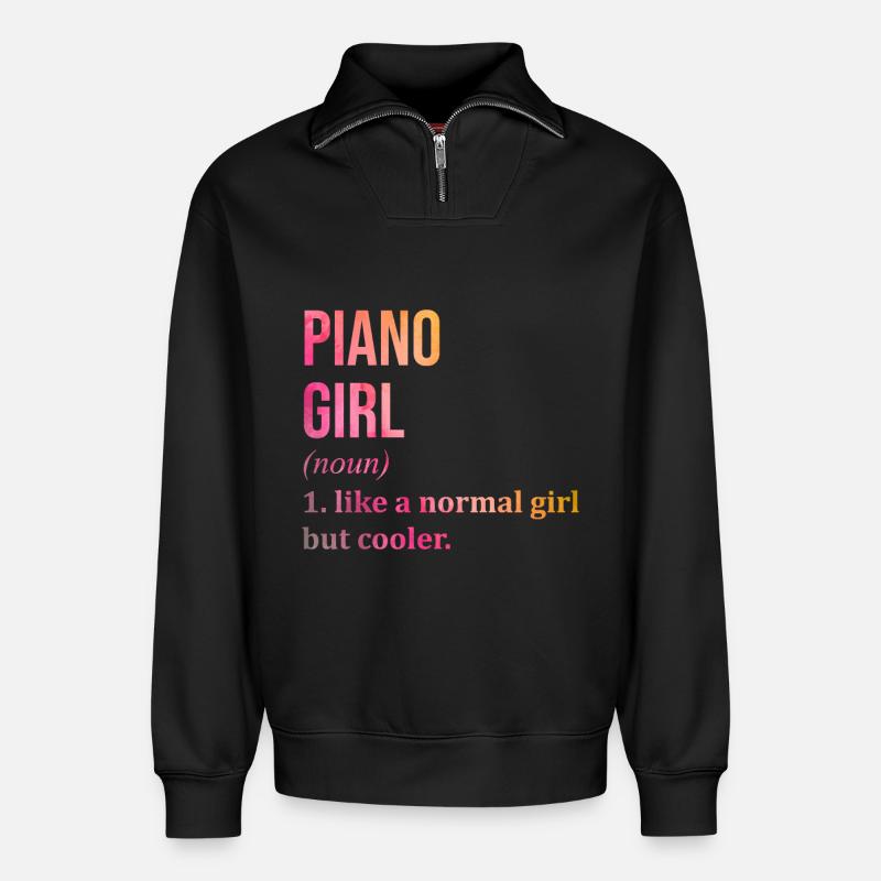 Klavier - Relaxed Unisex Organic Half Zip Sweatshirt – von SPREAD - Schwarz