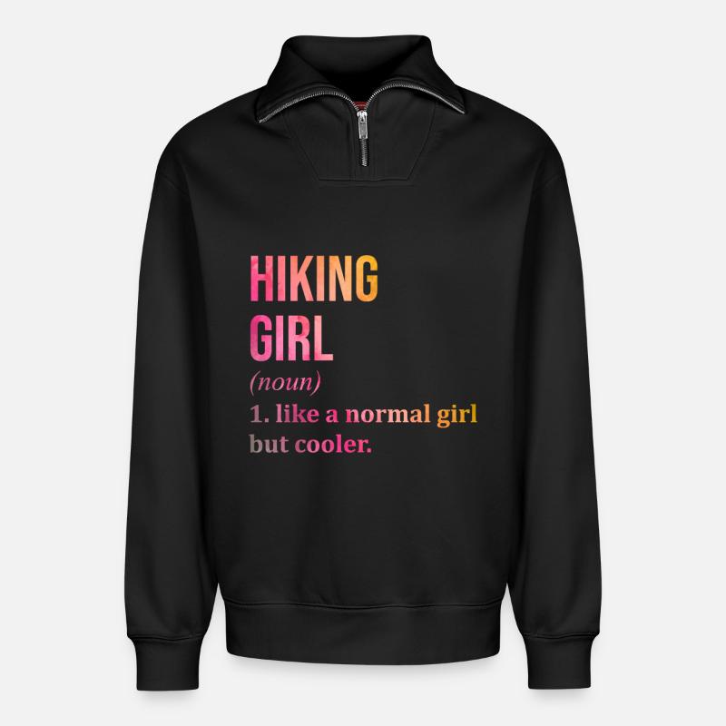 Wanderung - Relaxed Unisex Organic Half Zip Sweatshirt – von SPREAD - Schwarz