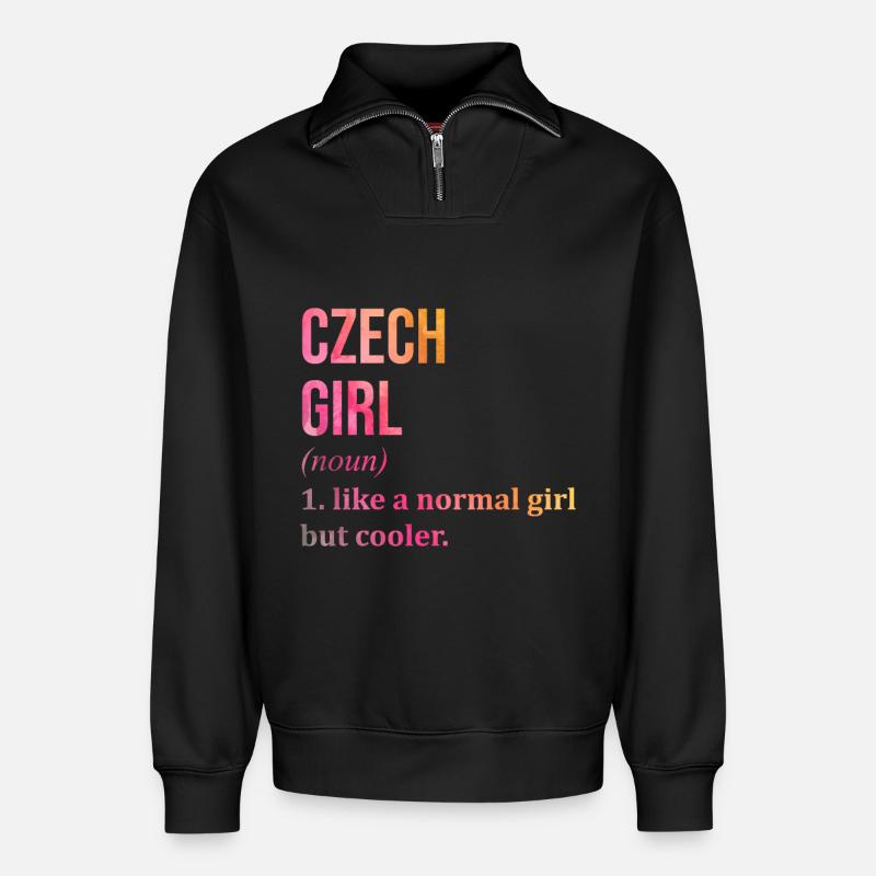 Tschechisch - Relaxed Unisex Organic Half Zip Sweatshirt – von SPREAD - Schwarz