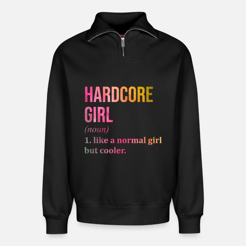 Hardcore - Sweat unisexe décontracté en coton biologique à demi-zip – de SPREAD - noir