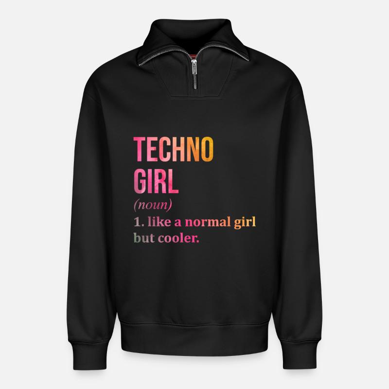 Techno - Relaxed Unisex Organic Half Zip Sweatshirt – von SPREAD - Schwarz