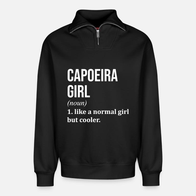 Capoeira - Relaxed Unisex Organic Half Zip Sweatshirt – von SPREAD - Schwarz