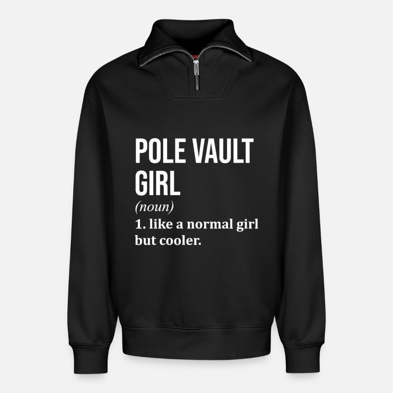 Pole Vault - Relaxed Unisex Organic Half Zip Sweatshirt – by SPREAD - black