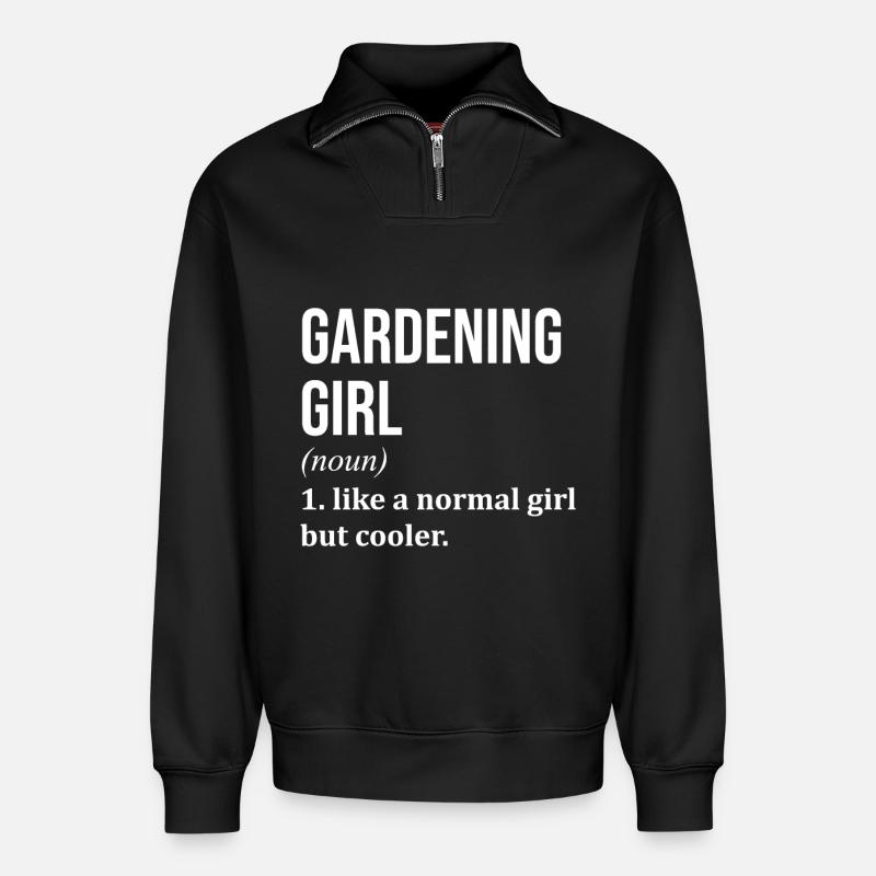 Gartenarbeit - Relaxed Unisex Organic Half Zip Sweatshirt – von SPREAD - Schwarz