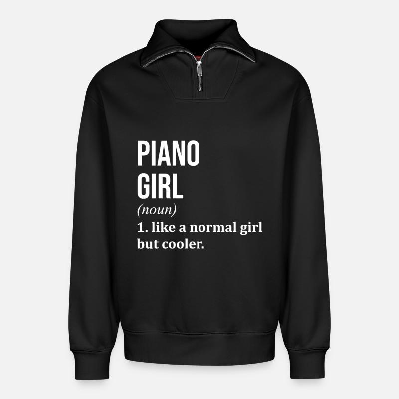 Klavier - Relaxed Unisex Organic Half Zip Sweatshirt – von SPREAD - Schwarz