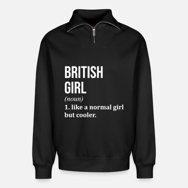 Britisch - Relaxed Unisex Organic Half Zip Sweatshirt – von SPREAD - Schwarz