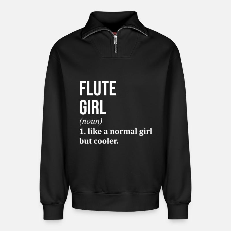 Flute - Relaxed Unisex Organic Half Zip Sweatshirt – by SPREAD - black