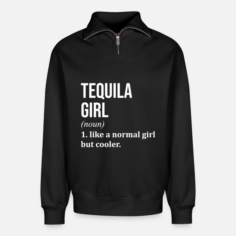 Tequila - Relaxed Unisex Organic Half Zip Sweatshirt – by SPREAD - black