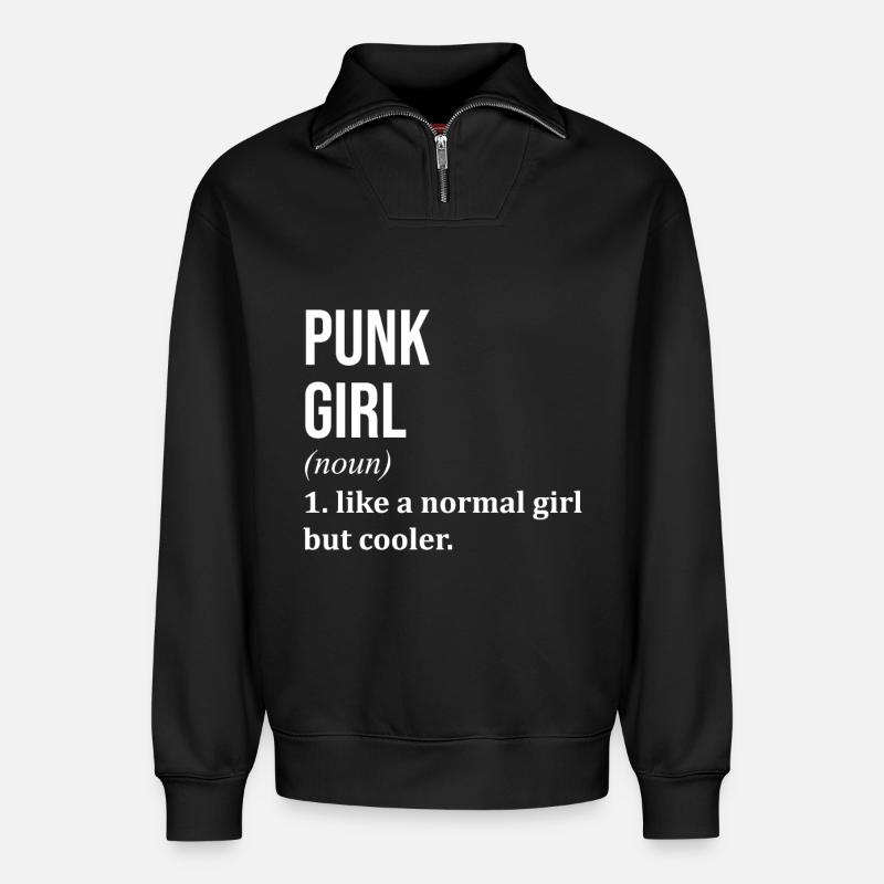 Punk - Relaxed Unisex Organic Half Zip Sweatshirt – by SPREAD - black