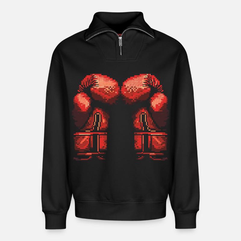 Kickboxhandschuhe Pixel - Relaxed Unisex Organic Half Zip Sweatshirt – von SPREAD - Schwarz
