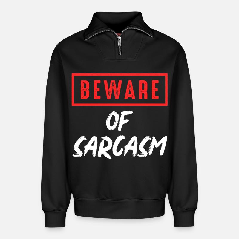 Achtung Sarkasmus - Relaxed Unisex Organic Half Zip Sweatshirt – von SPREAD - Schwarz