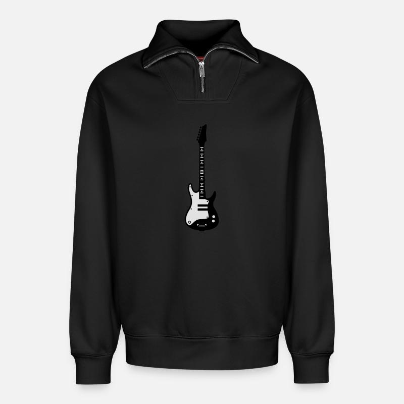 Gitarre - Relaxed Unisex Organic Half Zip Sweatshirt – von SPREAD - Schwarz