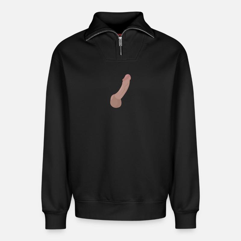 Impression K-18 - Sweat unisexe décontracté en coton biologique à demi-zip – de SPREAD - noir
