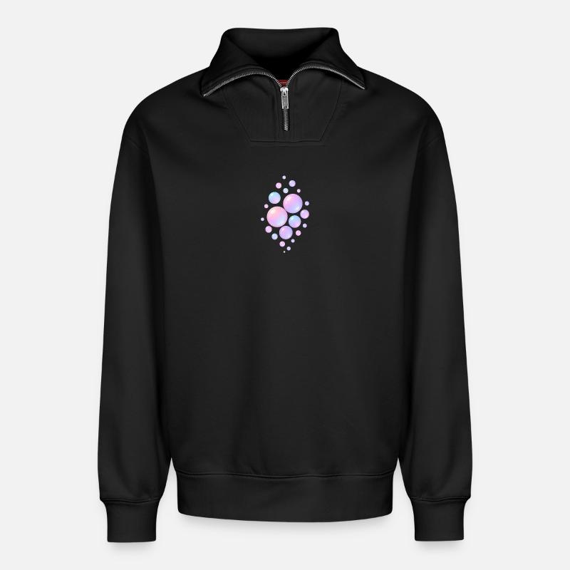 Dreamy Bubbles - Relaxed Unisex Organic Half Zip Sweatshirt – von SPREAD - Schwarz