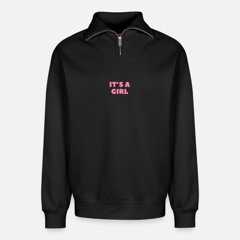 It's a Girl - Relaxed Unisex Organic Half Zip Sweatshirt – von SPREAD - Schwarz
