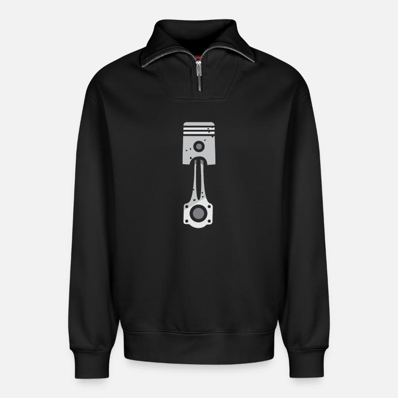 Crossed piston engine design - Relaxed Unisex Organic Half Zip Sweatshirt – by SPREAD - black