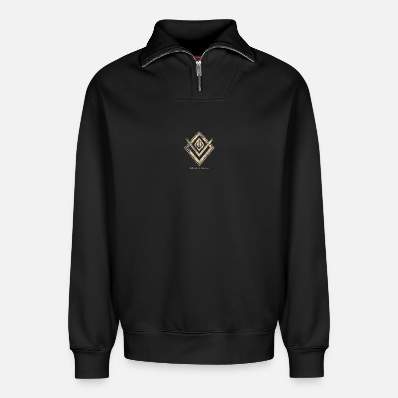 Fettes Diamant-Emblem - Relaxed Unisex Organic Half Zip Sweatshirt – von SPREAD - Schwarz