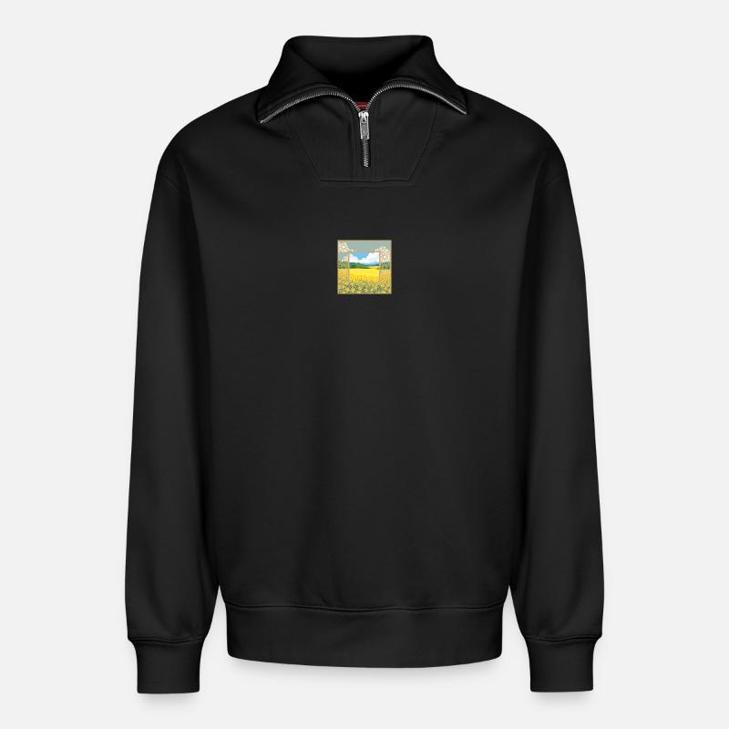 Nature window - Relaxed Unisex Organic Half Zip Sweatshirt – by SPREAD - black