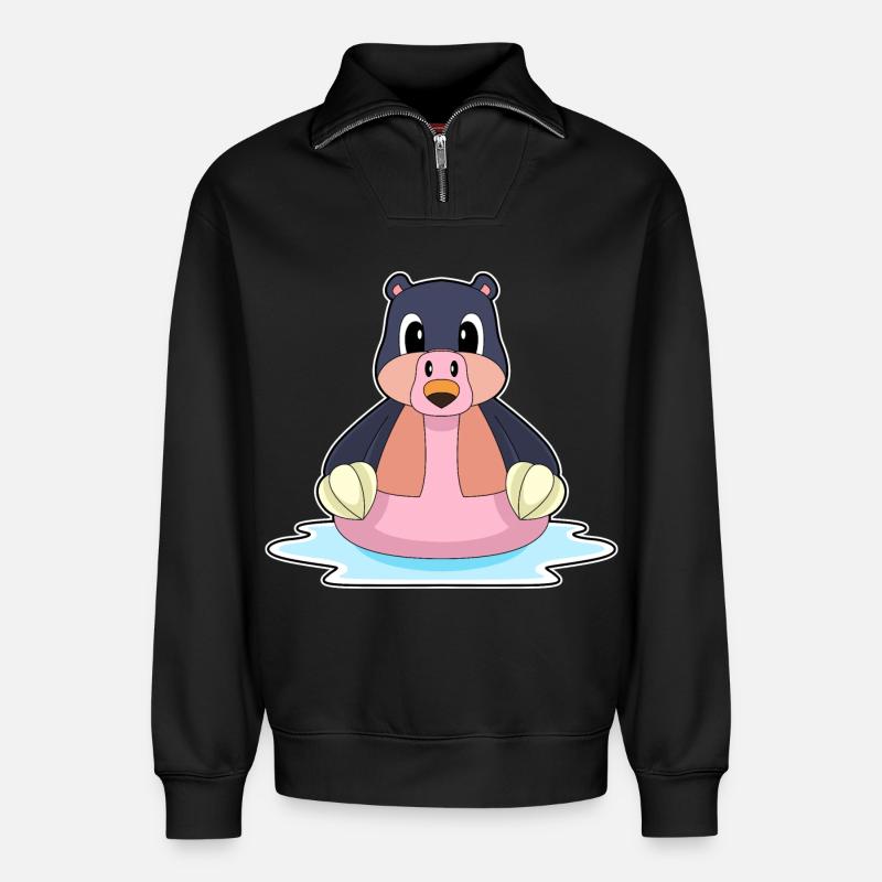 Mole Flamingo - Relaxed Unisex Organic Half Zip Sweatshirt – by SPREAD - black