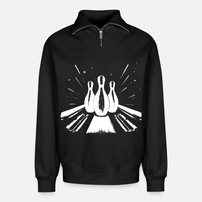 Bowling - Sweat unisexe décontracté en coton biologique à demi-zip – de SPREAD - noir