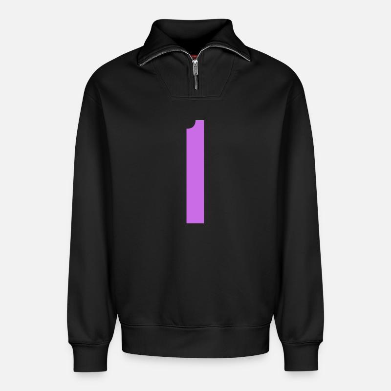 1 - Relaxed Unisex Organic Half Zip Sweatshirt – von SPREAD - Schwarz