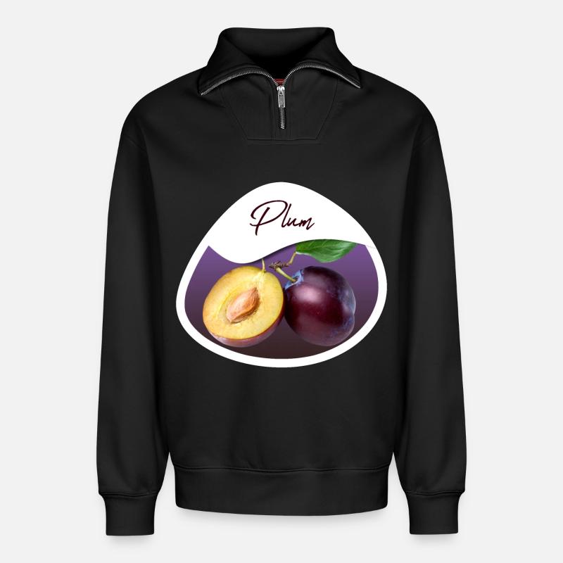 Plum - Relaxed Unisex Organic Half Zip Sweatshirt – von SPREAD - Schwarz