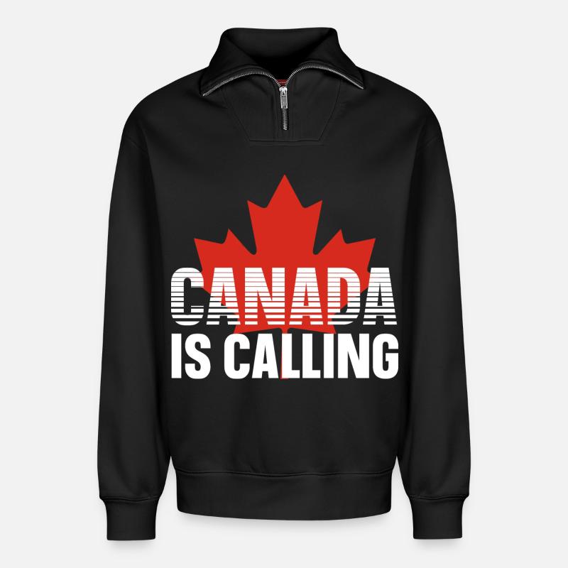 Kanada - Relaxed Unisex Organic Half Zip Sweatshirt – von SPREAD - Schwarz
