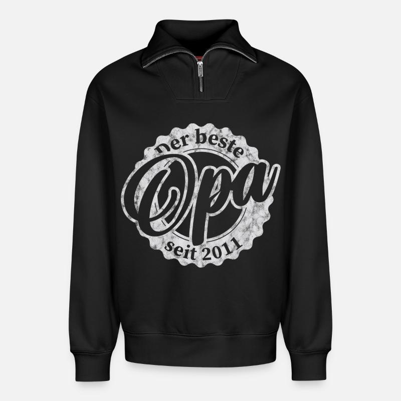 Der Beste Opa seit 2011 - Relaxed Unisex Organic Half Zip Sweatshirt – von SPREAD - Schwarz