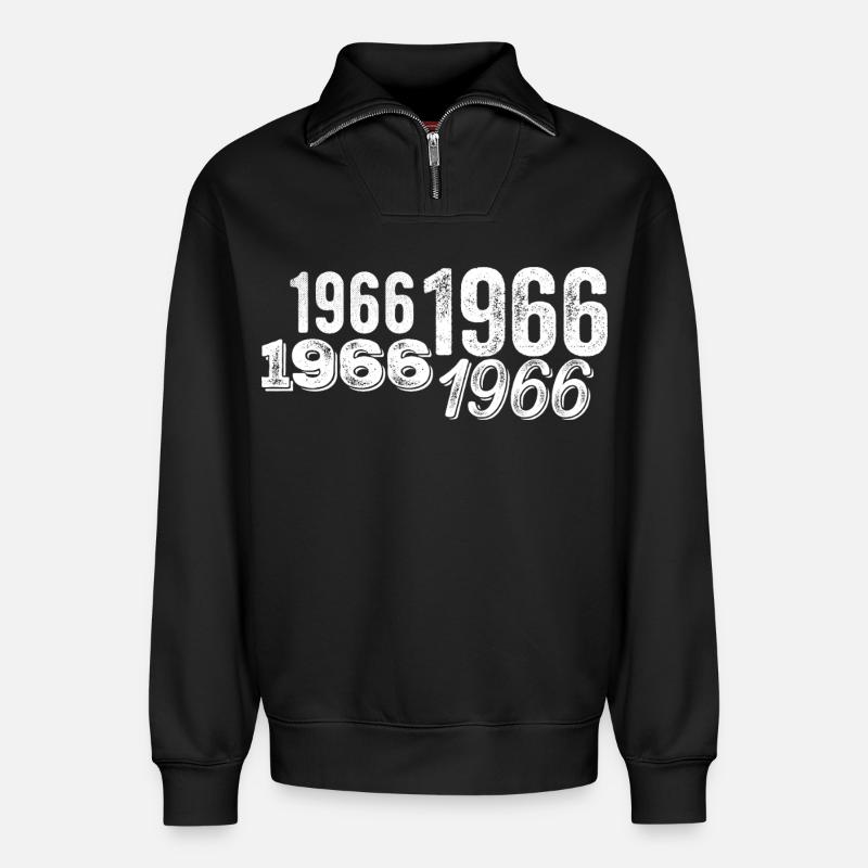 1966 - Relaxed Unisex Organic Half Zip Sweatshirt – von SPREAD - Schwarz