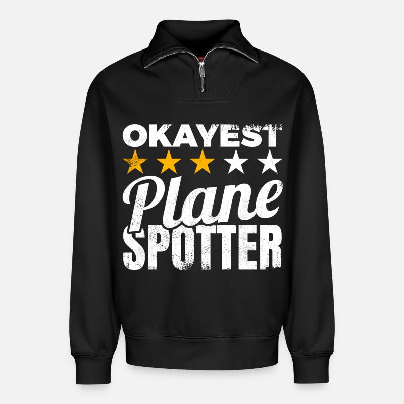 Average Planespotter - Relaxed Unisex Organic Half Zip Sweatshirt – by SPREAD - black