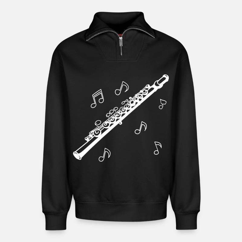 Flöte - Relaxed Unisex Organic Half Zip Sweatshirt – von SPREAD - Schwarz