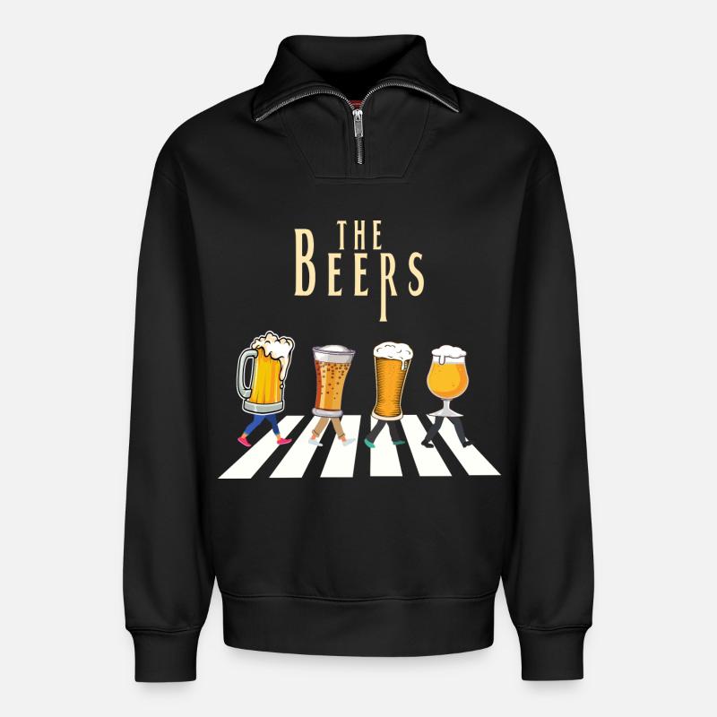 Individuelles Design des Bierbar-Musters - Relaxed Unisex Organic Half Zip Sweatshirt – von SPREAD - Schwarz