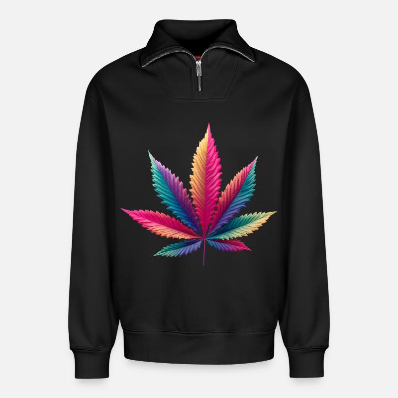 Cabbage leaf - Relaxed Unisex Organic Half Zip Sweatshirt – by SPREAD - black