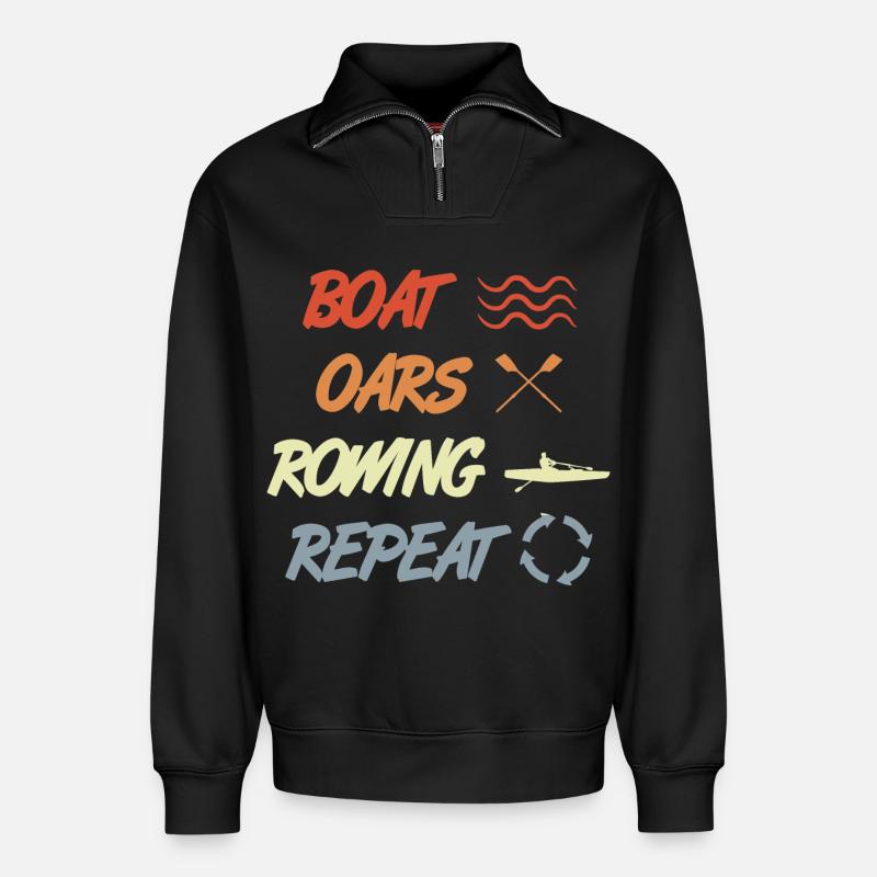 Boat Oars Rowing Repeat - Relaxed Unisex Organic Half Zip Sweatshirt – von SPREAD - Schwarz