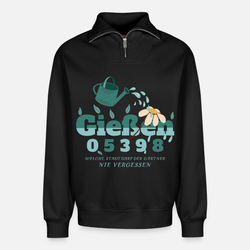 Gießen Hessen - Relaxed Unisex Organic Half Zip Sweatshirt – von SPREAD - Schwarz