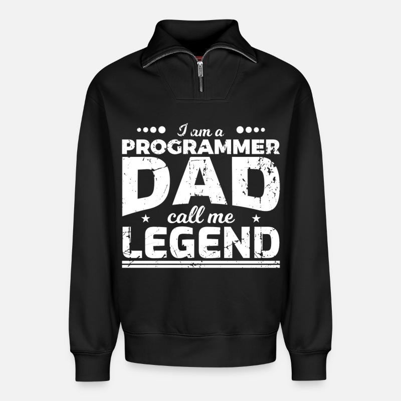 Coder Papa - Relaxed Unisex Organic Half Zip Sweatshirt – von SPREAD - Schwarz