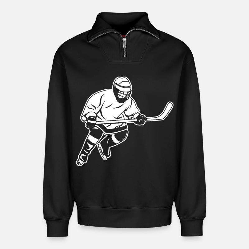 Eishockeyspieler - Relaxed Unisex Organic Half Zip Sweatshirt – von SPREAD - Schwarz
