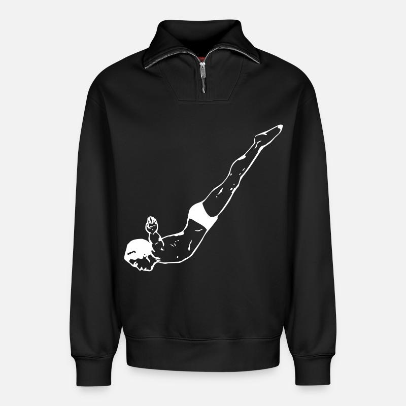 Turmspringer - Relaxed Unisex Organic Half Zip Sweatshirt – von SPREAD - Schwarz
