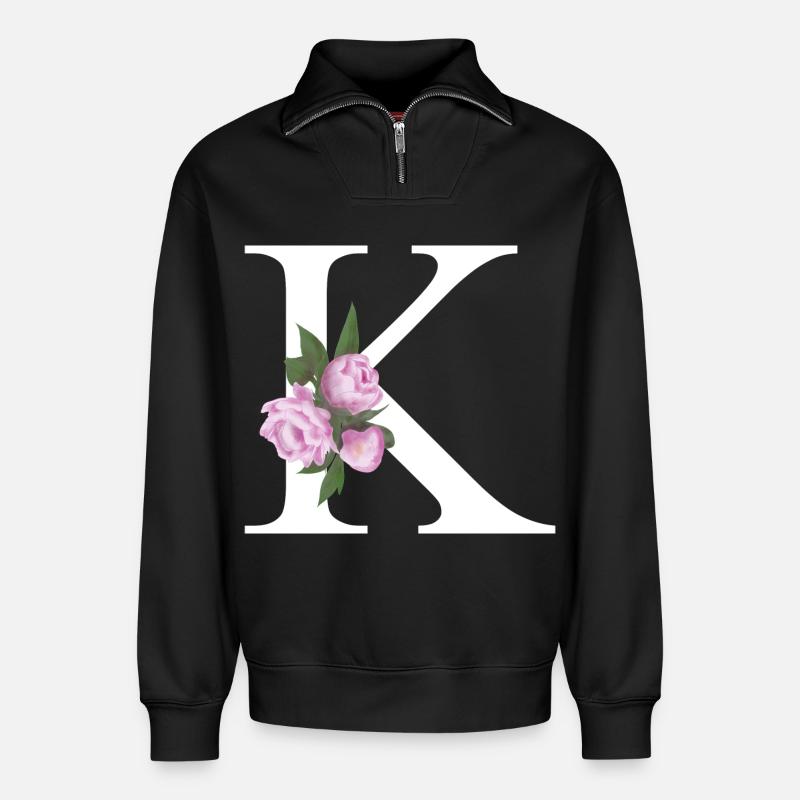K - Relaxed Unisex Organic Half Zip Sweatshirt – von SPREAD - Schwarz